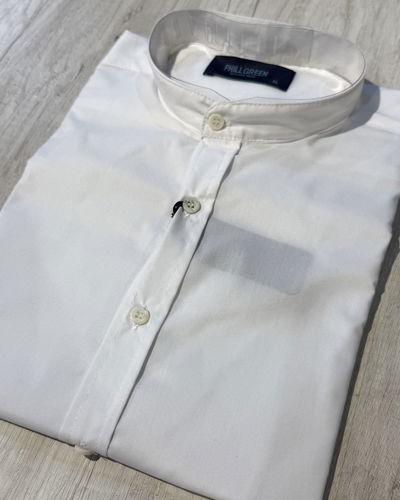 Camisa blanca lisa cuello Mao