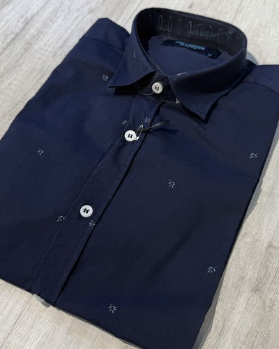 Camisa algodón azul marino detalles Phillgreen 
