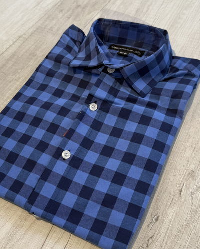 Camisa algodón cuadros azules 