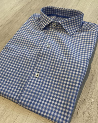Camisa algodón Cuadros chicos celestes 