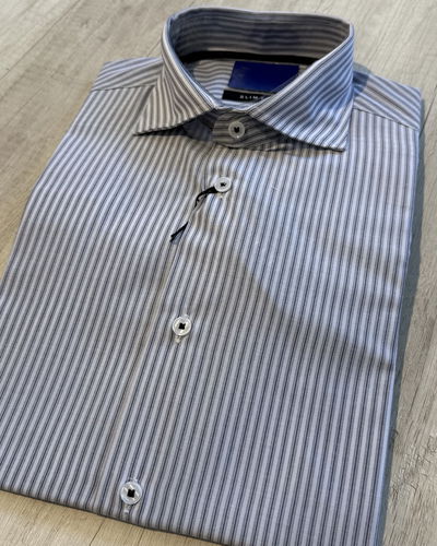 Camisa Algodón Doble raya gris 