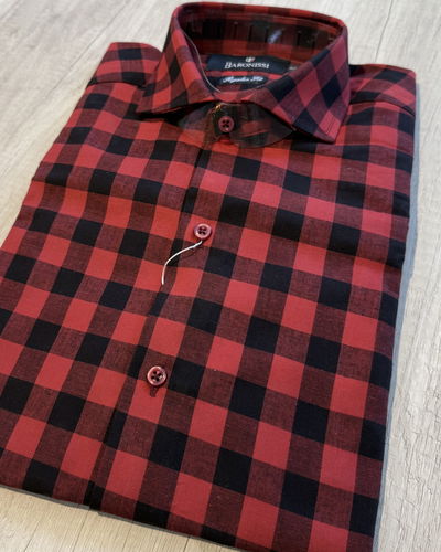 Camisa algodón cuadros rojos