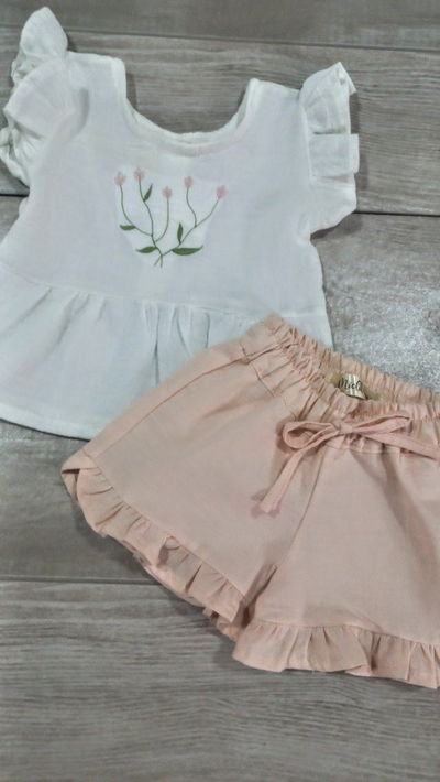 Conjunto Bordado Short Salmon