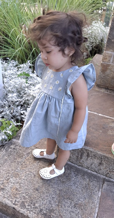 Vestido Dayme Celeste + Cubre Pañal