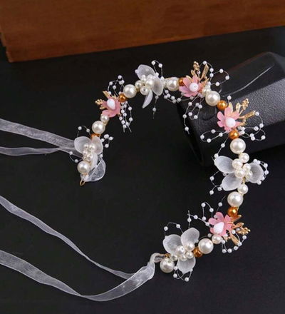 Tiara Rosa y Crema 