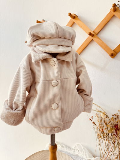 Chaqueta gamulan + Boina abrigo CREMA