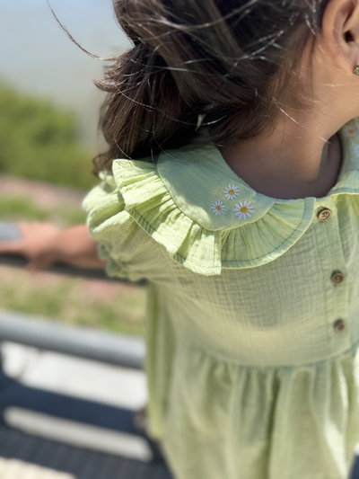 Vestido Merlina Bordado Verde Pistacho