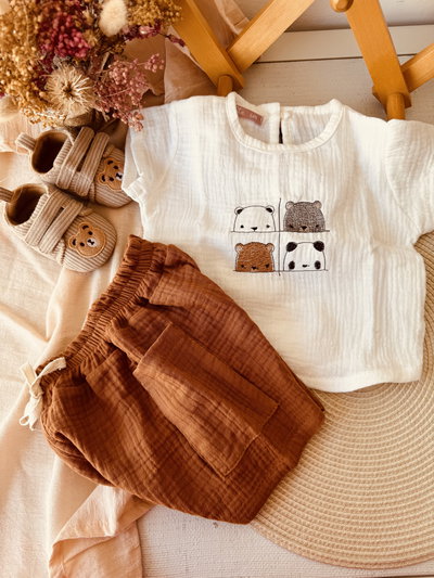 Remera Escandaloso + short Cargo caramelo