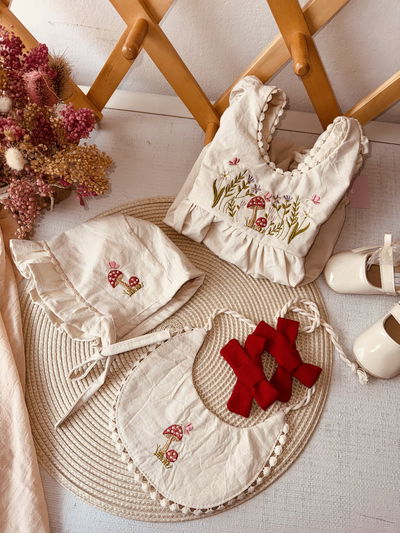 Capota y Babero Princesa Verde Seco