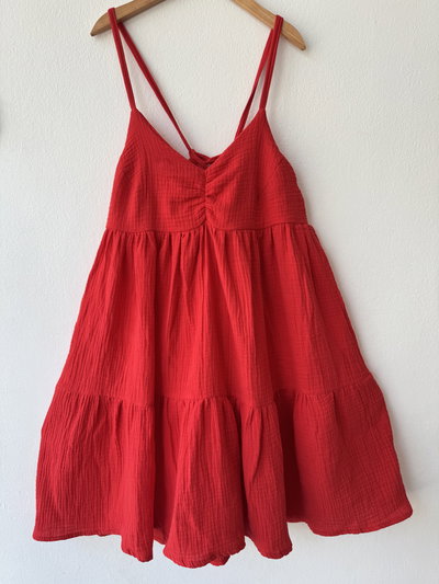 Solero Gladiola Rojo y Off white -Mamá, niñas y bebas