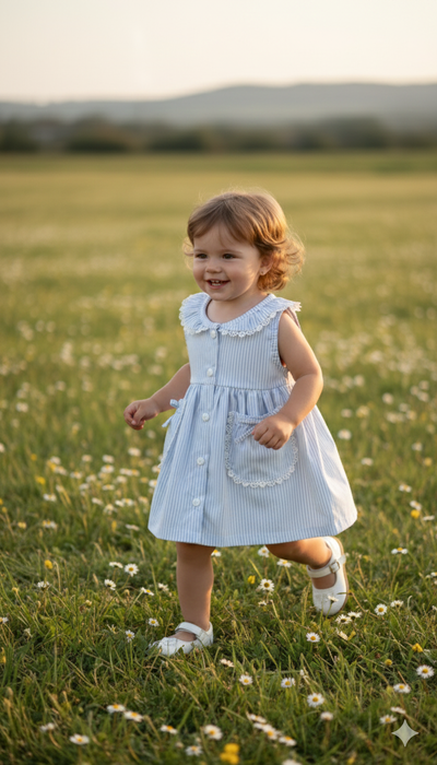Vestido Ámbar rayado celeste