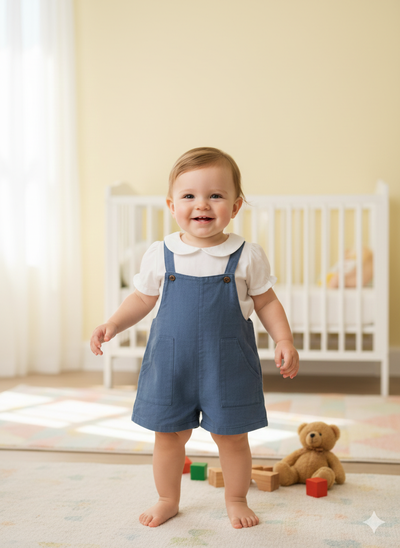 Jardinero Unisex Corto Azul acero