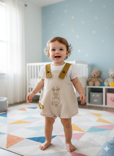 Jardinero Animalito Crema /Avellana 