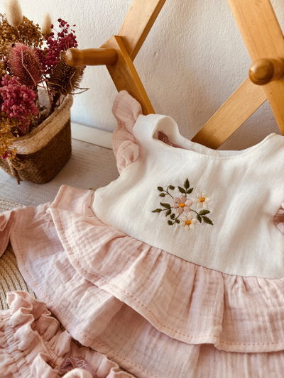 Conjunto Esperanza combinado Rosa +Off white 