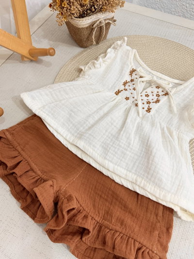 Conjunto guardas bordadas canela 