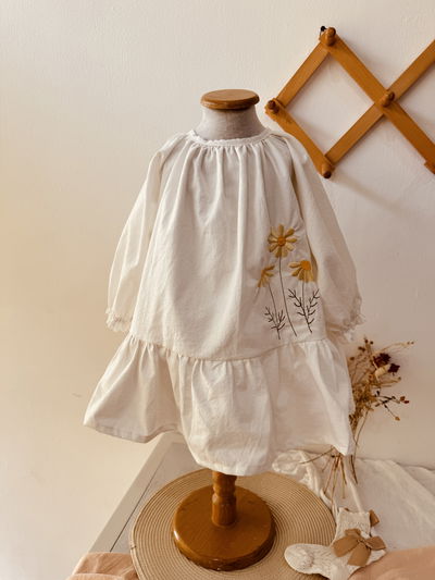 Vestido Daysi doble paño margarita Blanco  