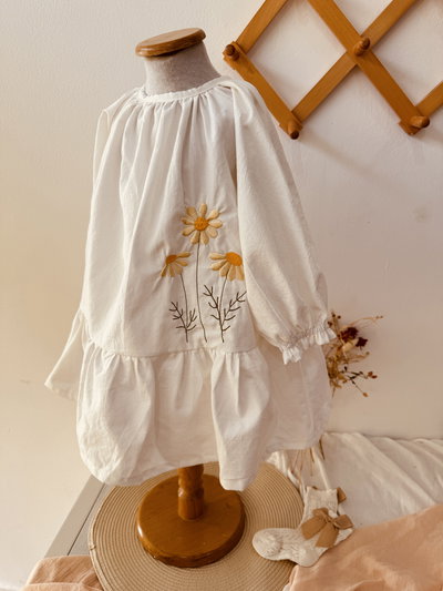 Vestido Daysi doble paño margarita Blanco  