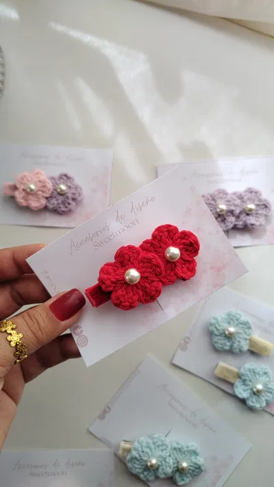 Hebilla flores crochet 