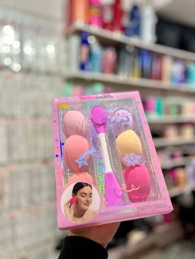 Set de 6 esponjas de Makeup + espátula de silicona 