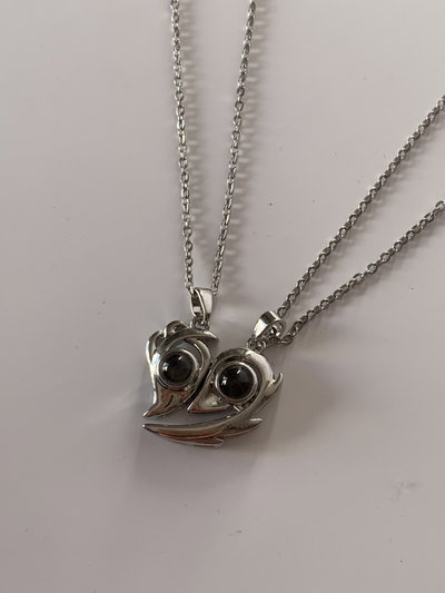 Collares Te amo en 100 idiomas Corazones plateados