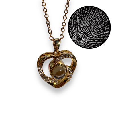 Collar Te amo en 100 idiomas Corazon dorado