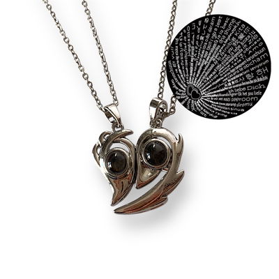 Collares Te amo en 100 idiomas Corazones plateados
