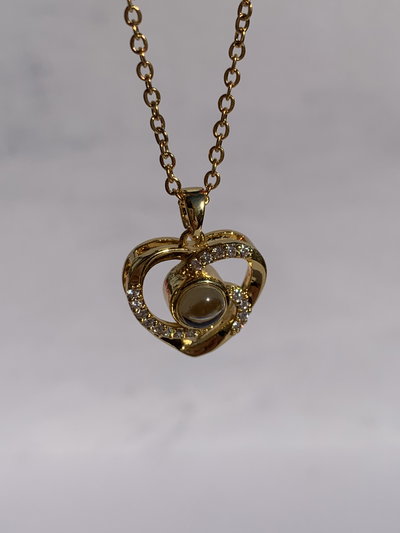 Collar Te amo en 100 idiomas Corazon dorado