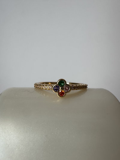 Anillo Flor colores dorado