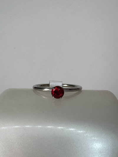 Anillo promesa rojo plateado