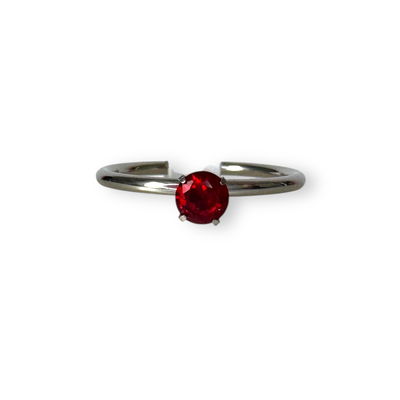 Anillo promesa rojo plateado