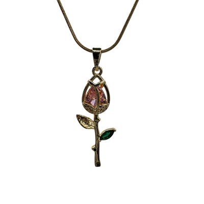 Collar Tulipán rosa dorado 