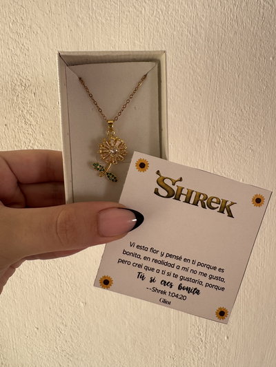 Collar Girasol Giratorio + Tarjeta Shrek 🌻