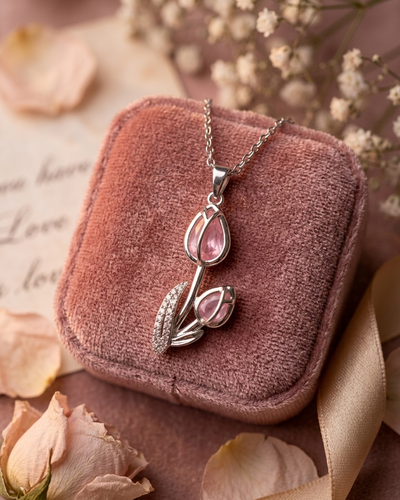 Collar Tulipanes rosas