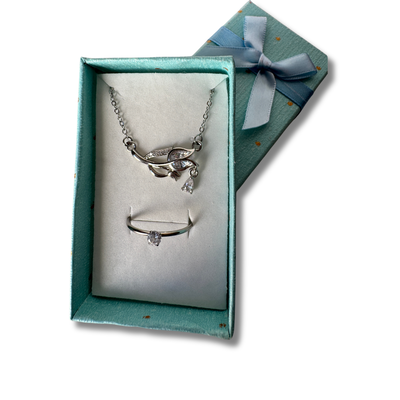 Set: Anillo promesa + Collar Tulipan cristal