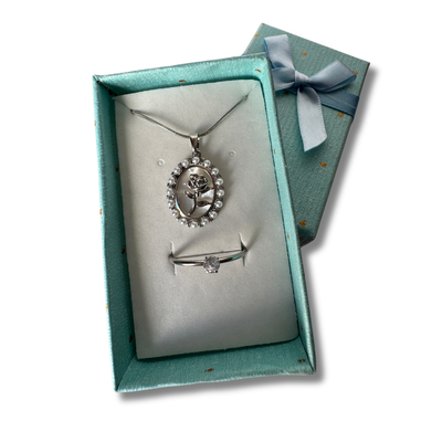 Set: Anillo promesa + Collar Rosa Vintage