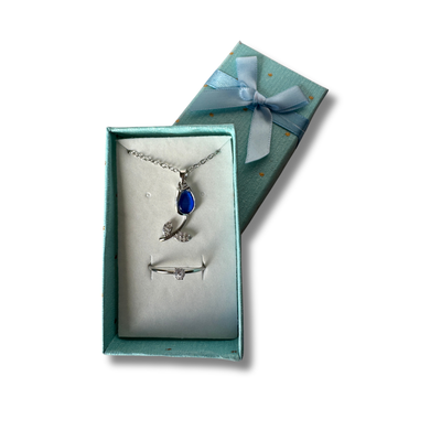 Set: Anillo promesa + Collar Tulipan azul