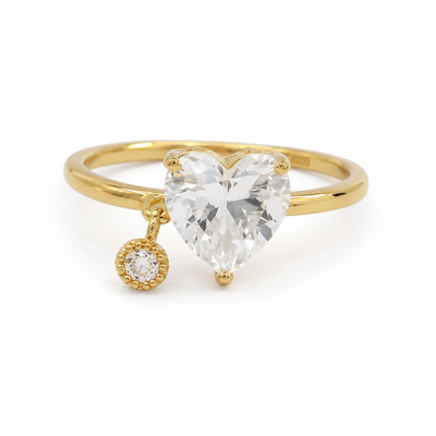 Anillo Corazón Ajustable Dorado con Brillante