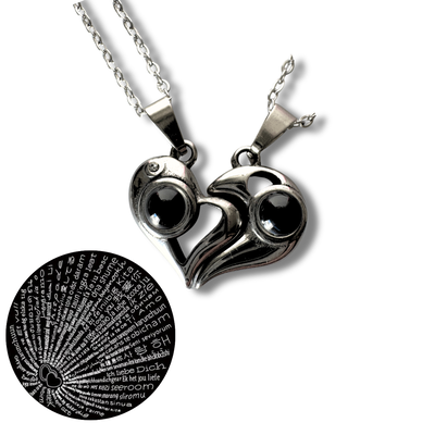 Collares Te amo en 100 idiomas Corazones plateados