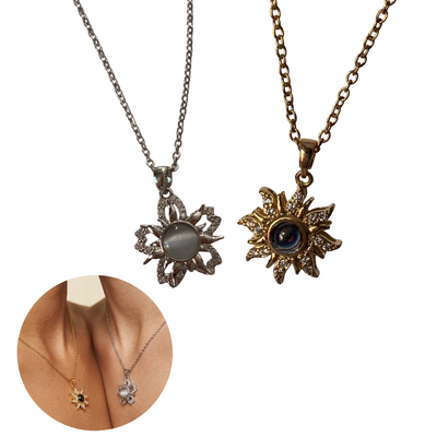 Set de Collares Sol para Compartir - Sol Antiestrés y Sol Te Amo - Acero Quirúrgico