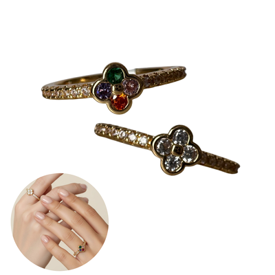 Set de Anillos Flor Van Cleef para Compartir - Acero Dorado