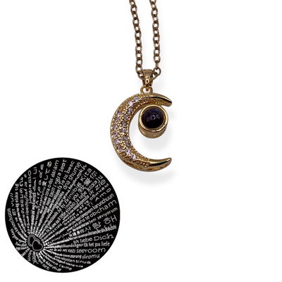 Collar Te amo en 100 idiomas Luna dorado