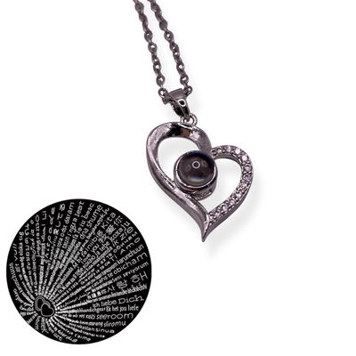 Collar Te amo en 100 idiomas Corazon plateado