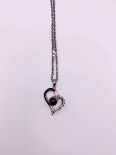 Collar Te amo en 100 idiomas Corazon plateado