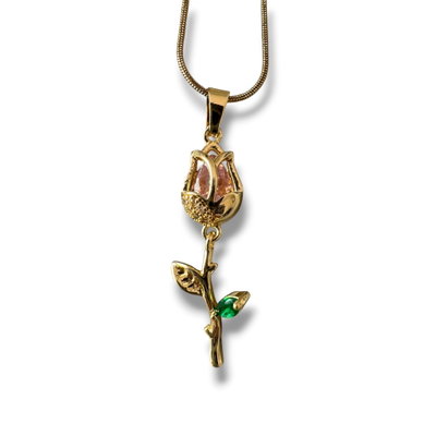 Collar Tulipán rosa dorado
