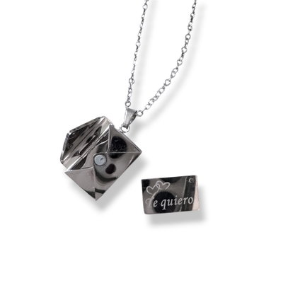 Collar Te quiero carta plateado