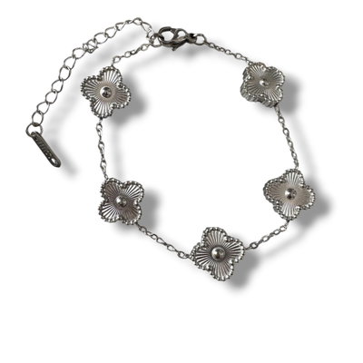 Pulsera Trébol Plateada Estilo Van Cleef