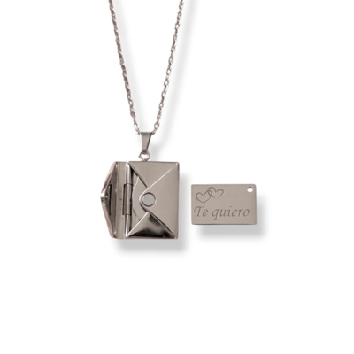 Collar Sobre Te Quiero con Carta Plateado