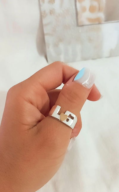 ANILLO DOBLE INICIAL con aplique 💛