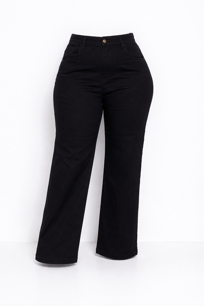 JEAN WIDE LEG NEGRO ELASTIZADO