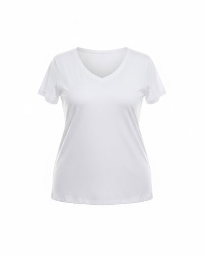 REMERA ALGODÓN ESCOTE V BLANCO